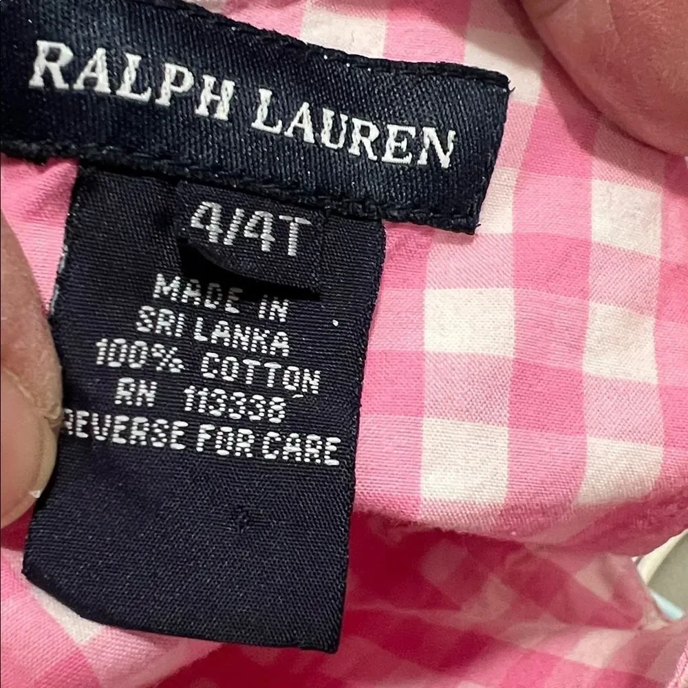 Ralph Lauren Pink and white gingham sleeveless dress size 4/4T